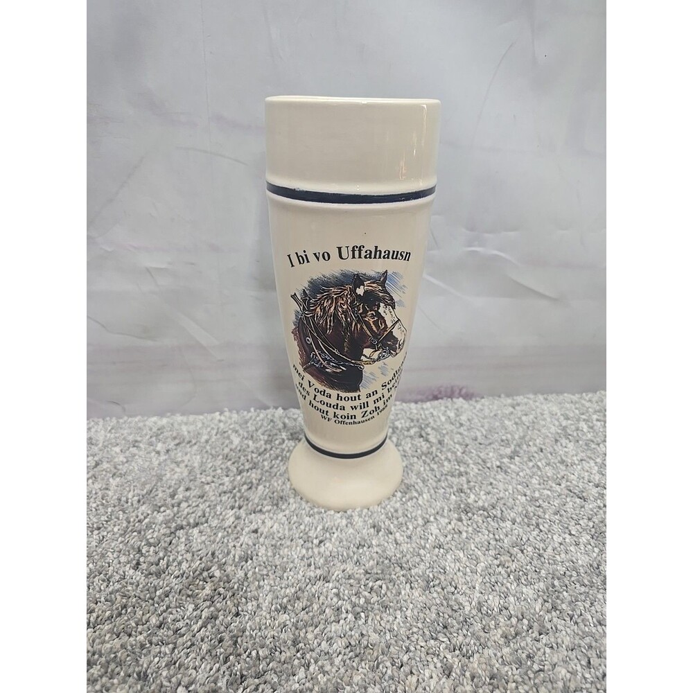 WF Offenhuasen Bavarian German Stoneware Pilsner Beer Stein 1988  Horse